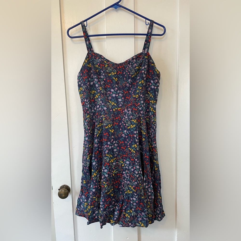 Flattering Fine Floral Navy Dress